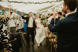 groom and friends group photo hotel entrance Tinakilly Country House wedding Ireland WeddingWithMe