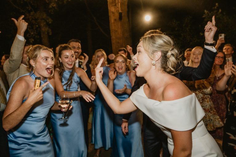 bride dancing energetic party Tinakilly Country House wedding Ireland WeddingWithMe