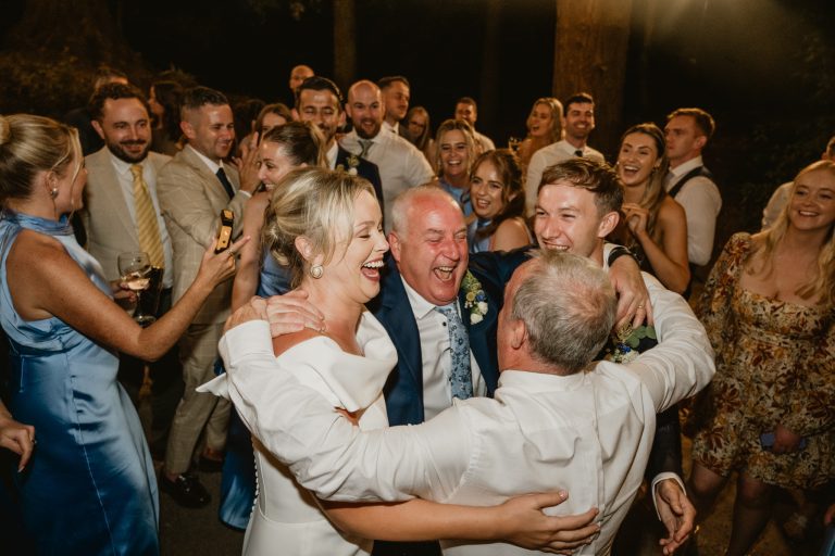 Fun-filled and energetic moment of the bride dancing during the wedding party at Tinakilly Country House in Ireland. Captures joy, movement, and the lively atmosphere, highlighting the excitement of the celebration. Photographed by WeddingWithMe, perfect for wedding galleries and SEO-optimized content.